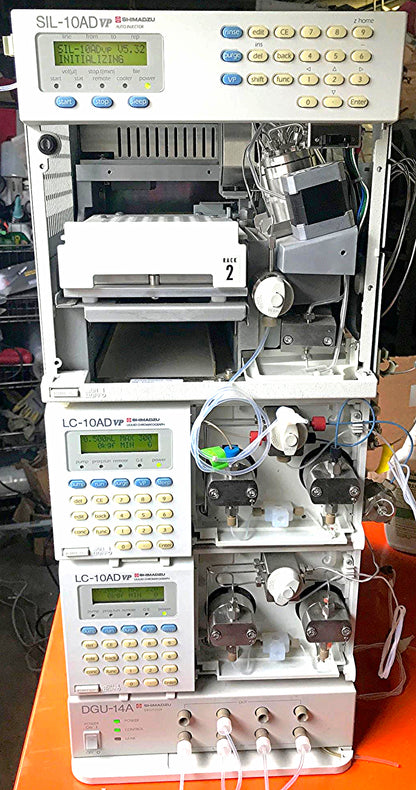 SHIMATZU DGU-14A SIL-10AD vp LC-10AD VP  LAB HPLC GAS CHROMATOGRAPH WATCH VIDEO