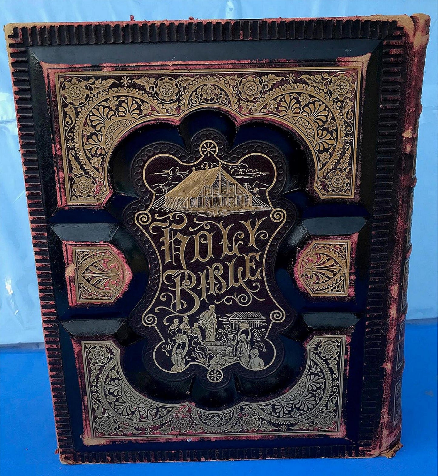 EXCELLENT COND 1889 PICTORIAL FAMILY BIBLE ORIGINAL RECEIPT ILLUSTRATED FREESHIP