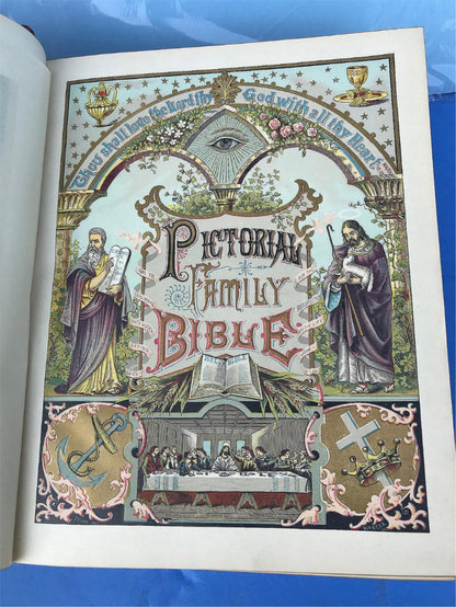 EXCELLENT COND 1889 PICTORIAL FAMILY BIBLE ORIGINAL RECEIPT ILLUSTRATED FREESHIP