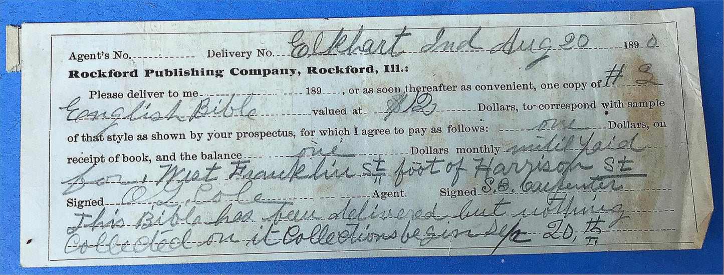 EXCELLENT COND 1889 PICTORIAL FAMILY BIBLE ORIGINAL RECEIPT ILLUSTRATED FREESHIP