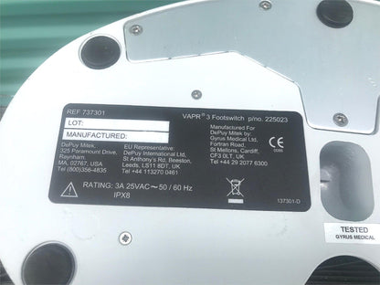 GYRUS DePUY MITEK VAPR 3 FOOTSWITCH P.Number: 225023 REF: 737301 FREE SHIPPING