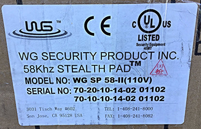 WG SP 58-II STEALTH PAD MAGNETIC DEACTIVATOR THEFT ALARM & SENSORMATIC DI380