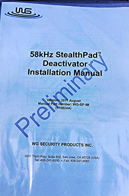 WG SP 58-II STEALTH PAD MAGNETIC DEACTIVATOR THEFT ALARM & SENSORMATIC DI380