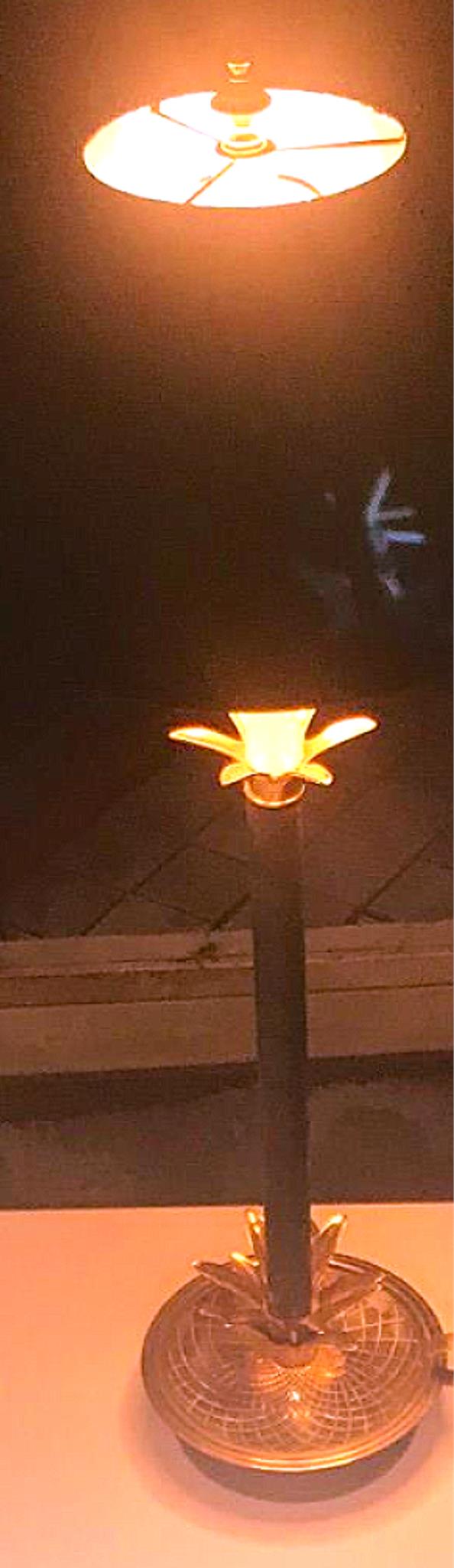 PAIR ORIGINALMID CENTURY FREDERICK COOPER BRASS CANDLESTICK PINEAPPLE LAMP SHADE