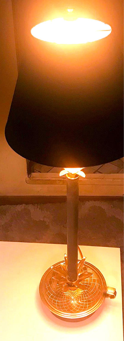 PAIR ORIGINALMID CENTURY FREDERICK COOPER BRASS CANDLESTICK PINEAPPLE LAMP SHADE