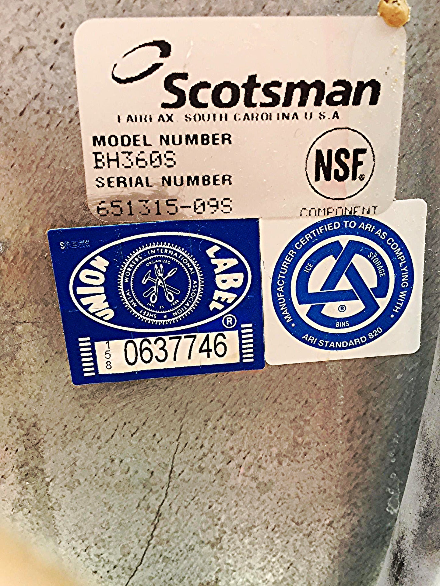 SCOTSMAN 480lbsDay MODEL CME456AS-1C AIR COOLED ICE MACHINE BH360S BIN FREESHIP
