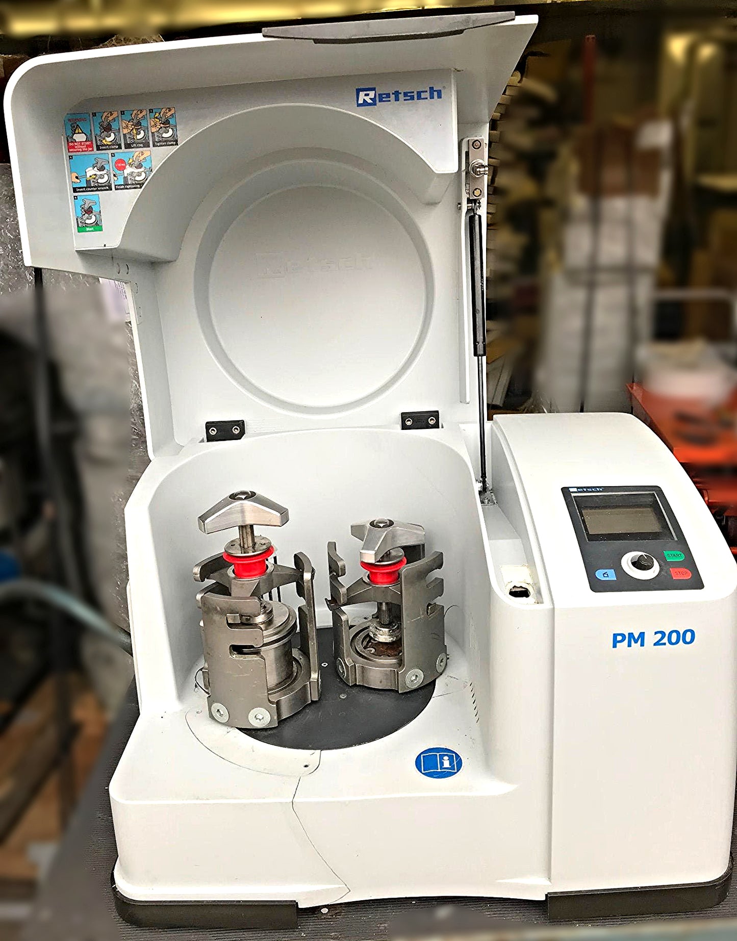 RETSCH PM 200 DOUBLE GRINDER PLANETARY TWO STATION BALL MILL WATCHVIDEO FREESHIP