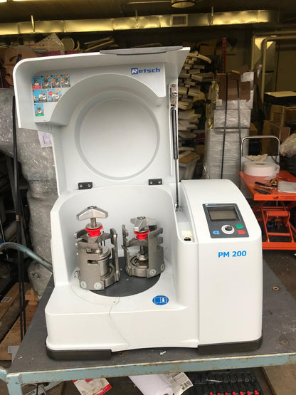 RETSCH PM 200 DOUBLE GRINDER PLANETARY TWO STATION BALL MILL WATCHVIDEO FREESHIP