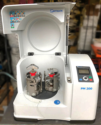 RETSCH PM 200 DOUBLE GRINDER PLANETARY TWO STATION BALL MILL WATCHVIDEO FREESHIP