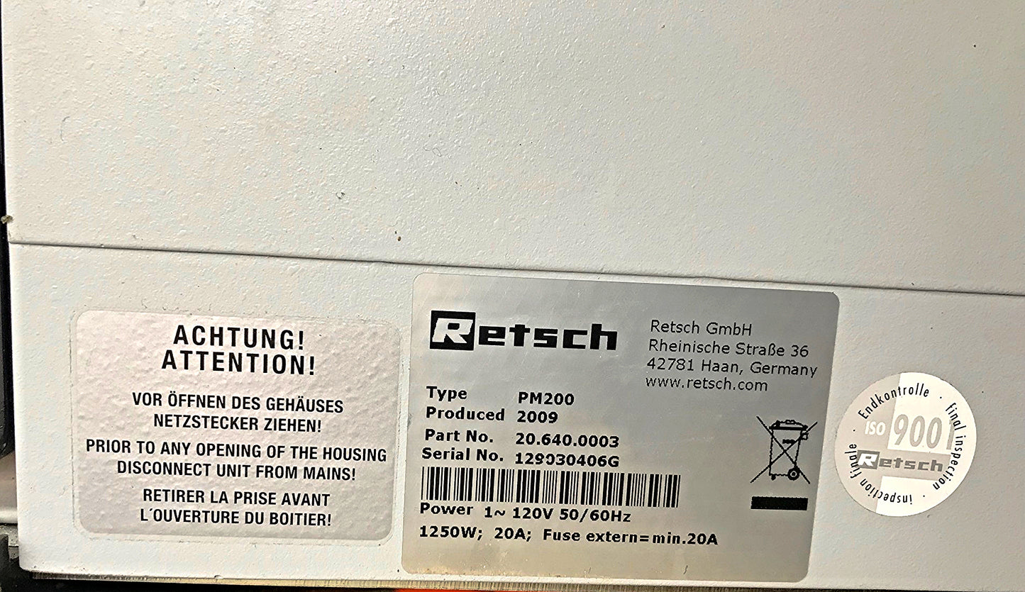 RETSCH PM 200 DOUBLE GRINDER PLANETARY TWO STATION BALL MILL WATCHVIDEO FREESHIP