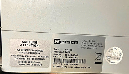 RETSCH PM 200 DOUBLE GRINDER PLANETARY TWO STATION BALL MILL WATCHVIDEO FREESHIP