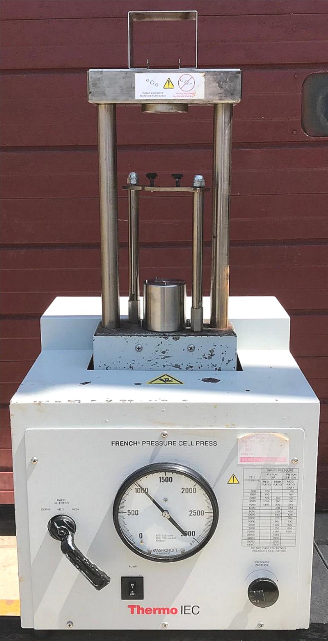 THERMO IEC FA-078A LABORATORY FRENCH PRESSURE CELL PRESS 3000psi WATCH VIDEO