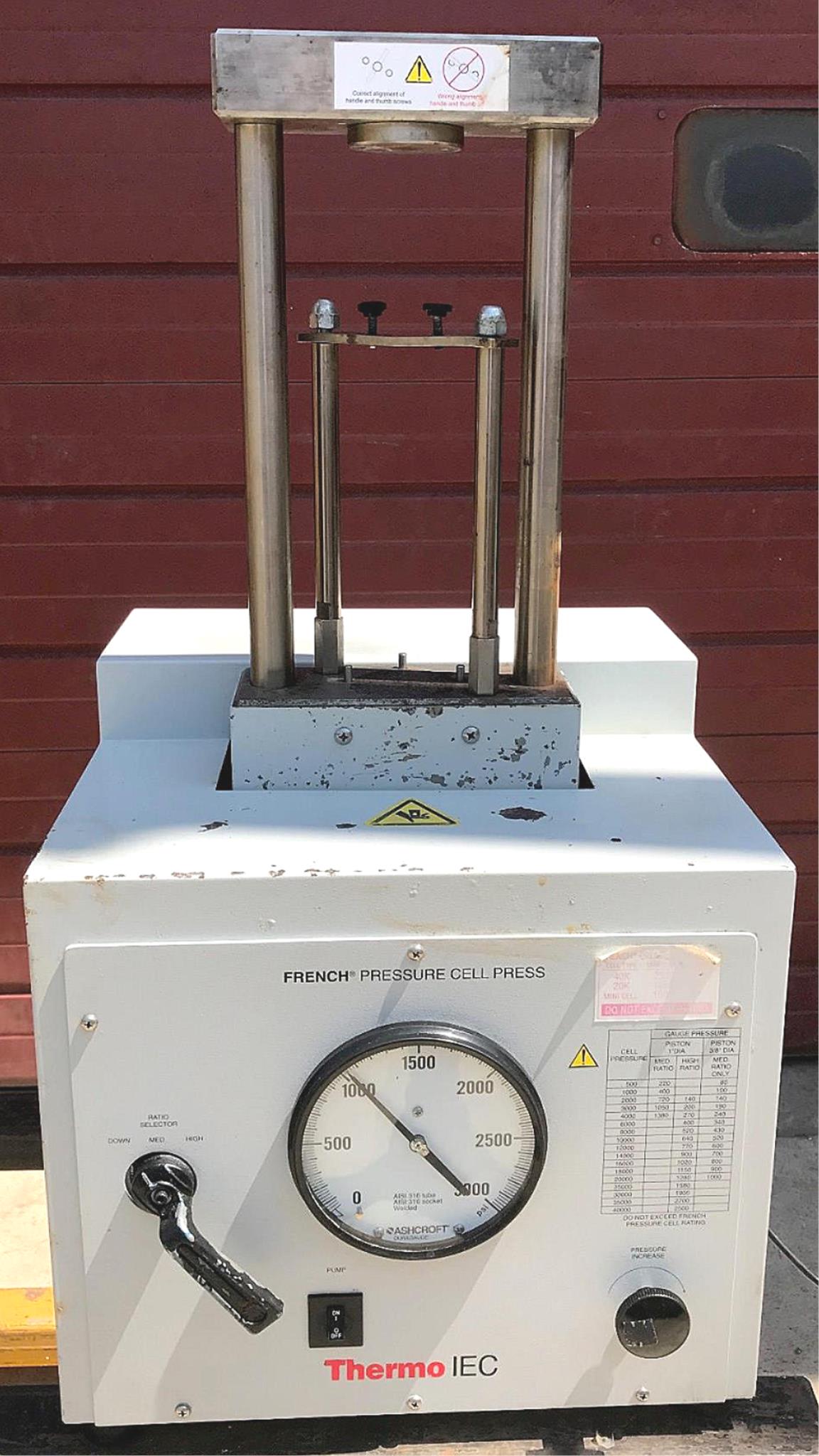 THERMO IEC FA-078A LABORATORY FRENCH PRESSURE CELL PRESS 3000psi WATCH VIDEO
