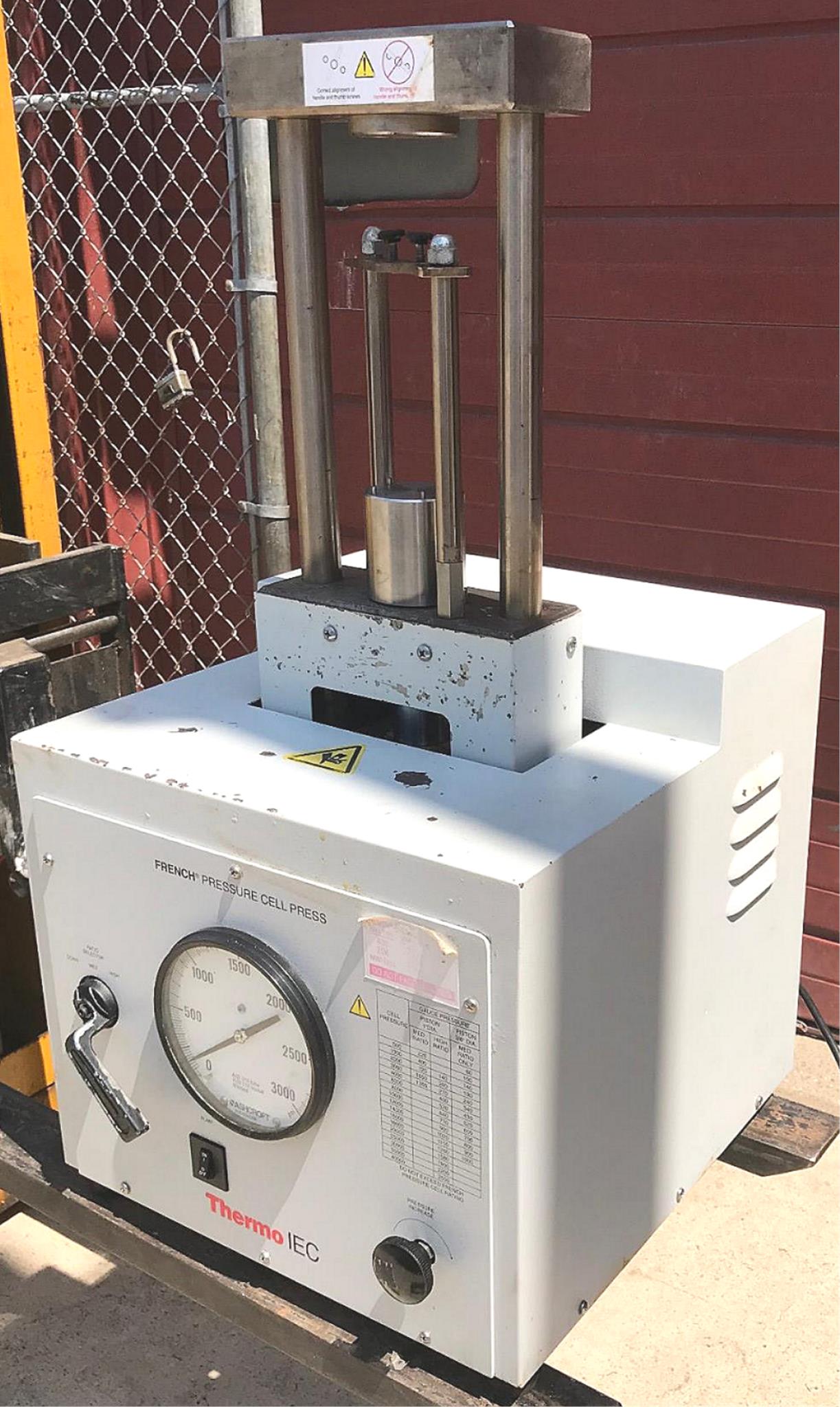 THERMO IEC FA-078A LABORATORY FRENCH PRESSURE CELL PRESS 3000psi WATCH VIDEO