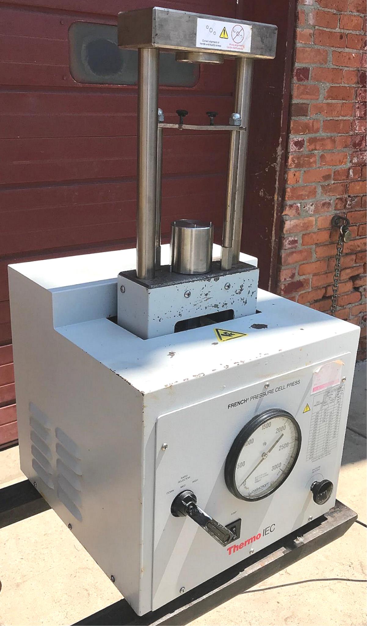THERMO IEC FA-078A LABORATORY FRENCH PRESSURE CELL PRESS 3000psi WATCH VIDEO