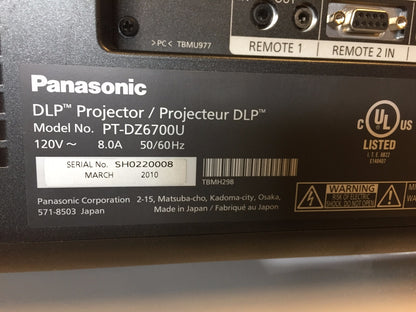 PANASONIC PT-DZ6700U PROJECTOR DLP Projector 1080p 6000 LUMENS PERFECT FREESHIP