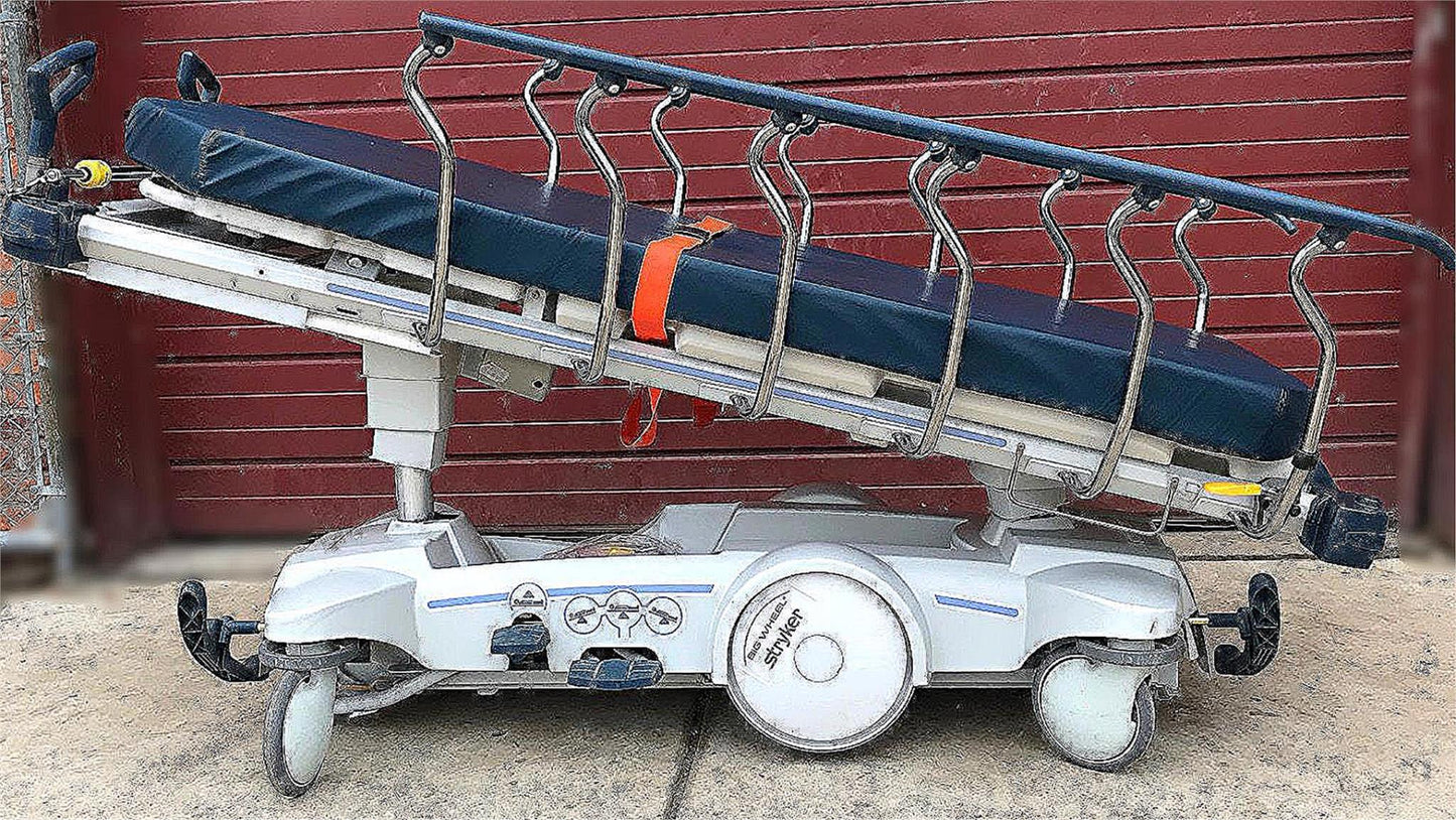 STRYKER 1015 BIG WHEEL & PAD HOSPITAL EMERGENCY GURNEY BED STRETCHER FREE SHIP