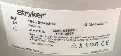 STRYKER 1015 BIG WHEEL & PAD HOSPITAL EMERGENCY GURNEY BED STRETCHER FREE SHIP