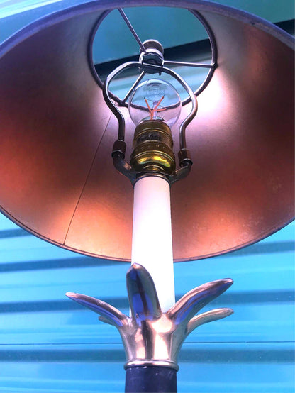 PAIR ORIGINALMID CENTURY FREDERICK COOPER BRASS CANDLESTICK PINEAPPLE LAMP SHADE