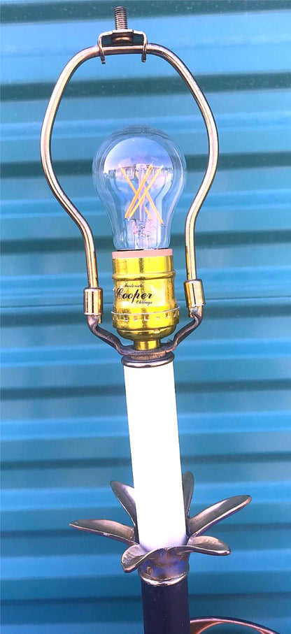 PAIR ORIGINALMID CENTURY FREDERICK COOPER BRASS CANDLESTICK PINEAPPLE LAMP SHADE