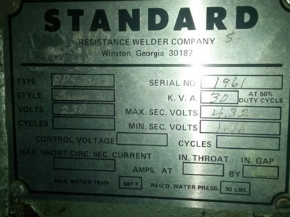 STANDARD LONGITUDINAL SEAM / ROLL - 30 K.V.A. SPOT WELDER