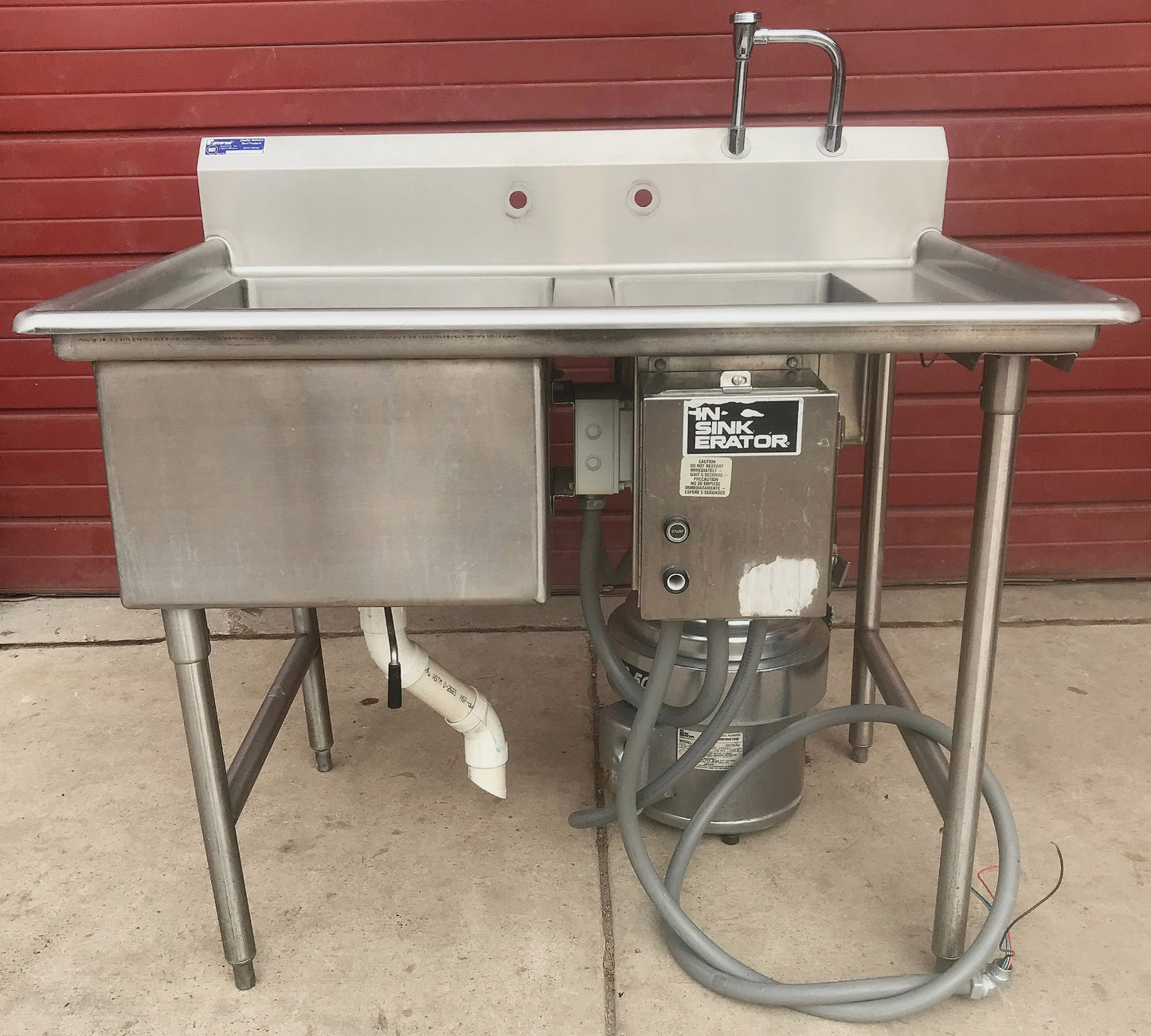 47" X 34" COMMERCIAL SINK & INSINKERATOR SS-500-28 5HP GARBAGE DISPOSAL FREESHIP