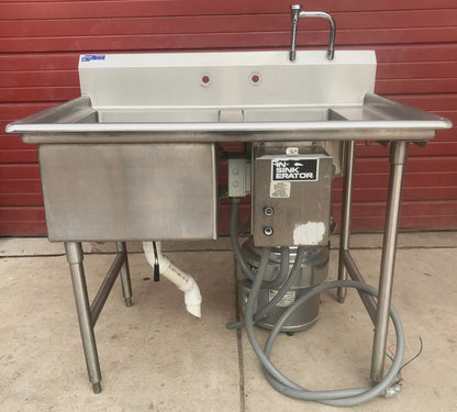 47" X 34" COMMERCIAL SINK & INSINKERATOR SS-500-28 5HP GARBAGE DISPOSAL FREESHIP