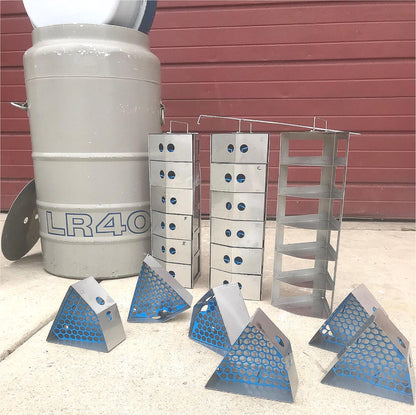 UNION CARBIDE 12 Gallon LR-40 CRYOGENIC REFRIGERATION TANK NO LEAKS 6 CANISTERS