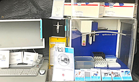 EPPENDORF epMOTION EM5070 SISMATIC IPC627C Liquid Handler w SOFTWARE WATCH VIDEO
