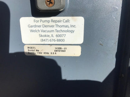 WELCH DUOSEAL 1402 Rotary Vane Vacuum Pump Emerson 1/2HP 1725 Motor WATCH VIDEO