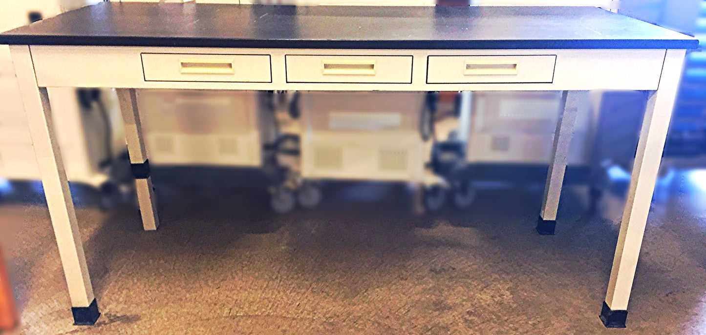 HAMILTON METAL BLACK SLAB LAB TABLE 72" x 30" x 30" Plus 3 DRAWERS FREE SHIPPING