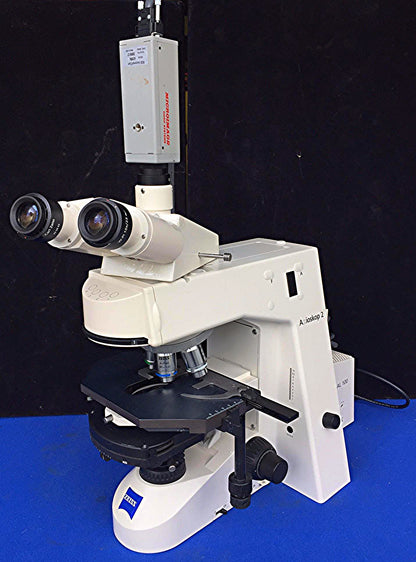 ZEISS AXIOSKOP-2 MICROSCOPE 3 OBJECTIVES & LIGHT SOURCE FREESHIP
