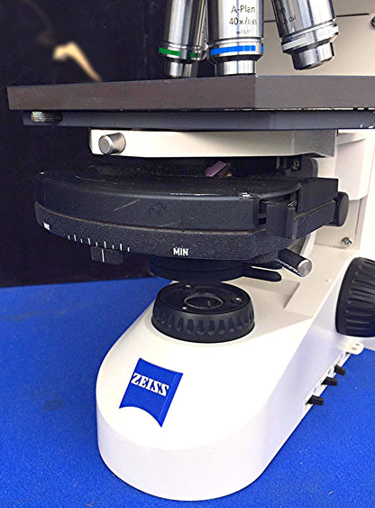 ZEISS AXIOSKOP-2 MICROSCOPE 3 OBJECTIVES & LIGHT SOURCE FREESHIP