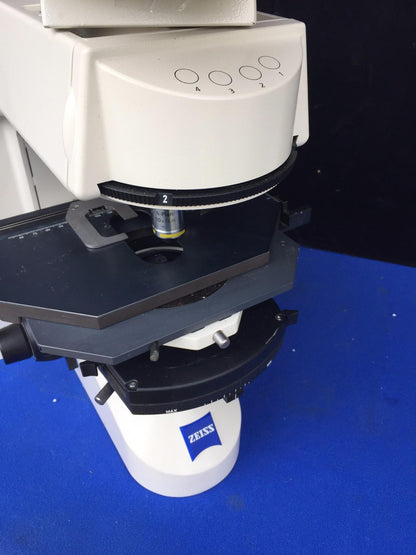 ZEISS AXIOSKOP-2 MICROSCOPE 3 OBJECTIVES & LIGHT SOURCE FREESHIP