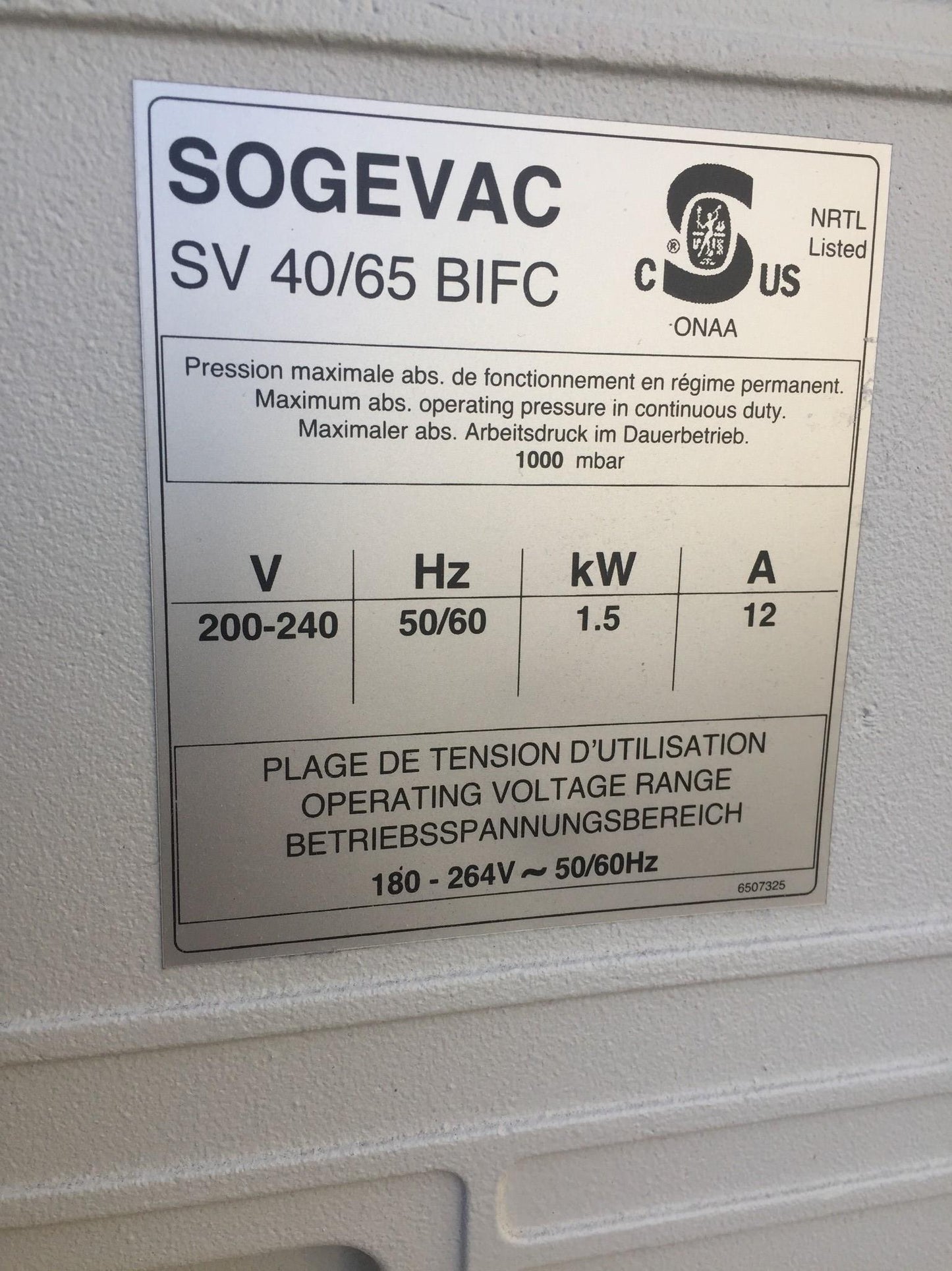 SOGEVAC SV 40/65 BIFC SV40B SV65B SV100 LEROY SOMER VANE VACUUM PUMP FREE SHIP