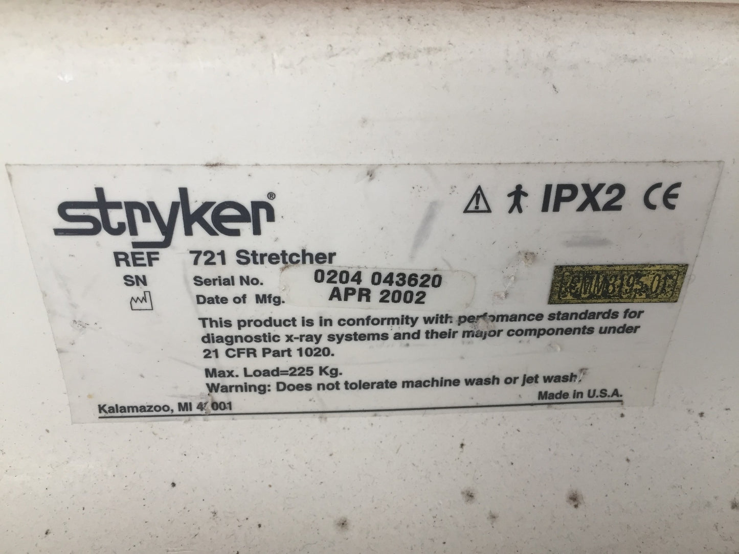 STRYKER 721 BIG WHEEL PAD GLIDEAW HOSPITAL EMERGENCY GURNEY BED STRETCHER CLINIC
