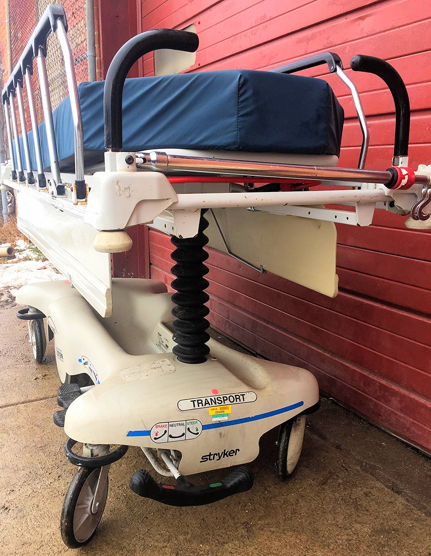 STRYKER 721 BIG WHEEL PAD GLIDEAW HOSPITAL EMERGENCY GURNEY BED STRETCHER CLINIC