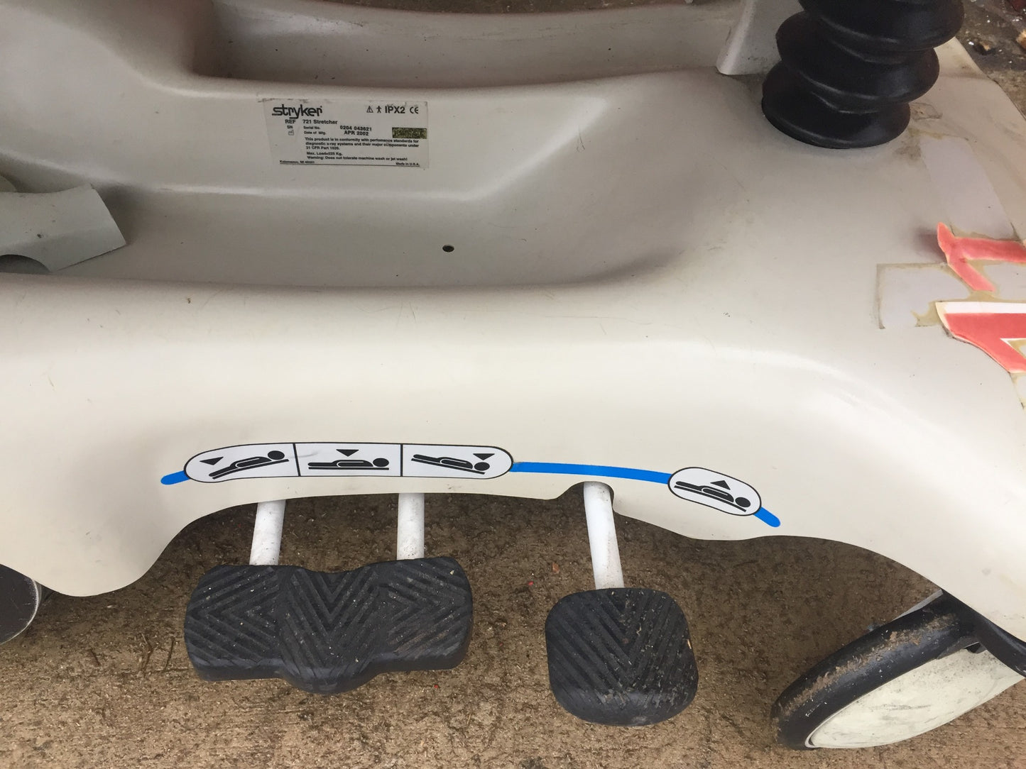 STRYKER 721 BIG WHEEL PAD GLIDEAW HOSPITAL EMERGENCY GURNEY BED STRETCHER CLINIC