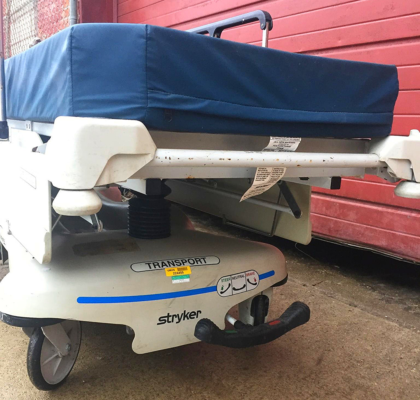 STRYKER 721 BIG WHEEL PAD GLIDEAW HOSPITAL EMERGENCY GURNEY BED STRETCHER CLINIC