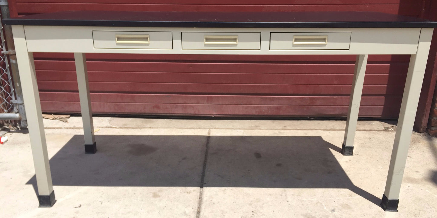 HAMILTON METAL BLACK SLAB LAB TABLE 72" x 30" x 30" Plus 3 DRAWERS FREE SHIPPING
