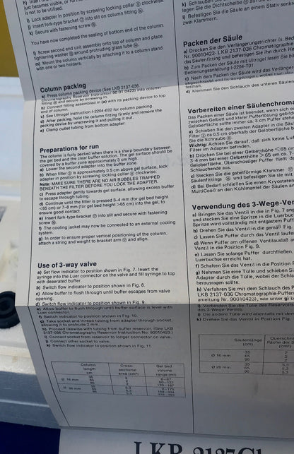COMPLETE BRAND NEW LKB 2137 CHROMATOGRAPHY COLUMN LAB with MANUAL FREE SHIPPING