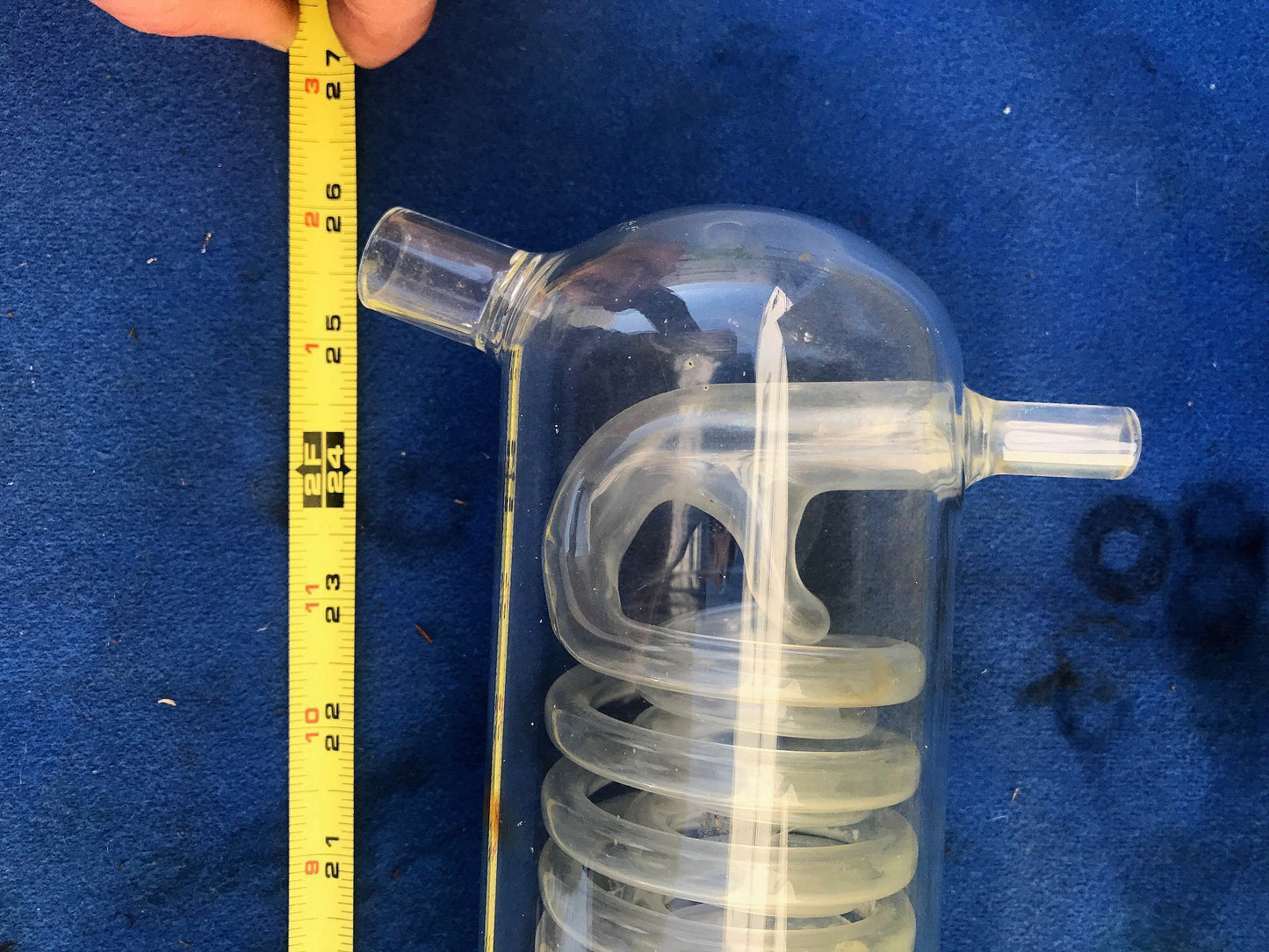 PERFECT 26" INCH DOUBLE COIL CONDENSER CHEMGLASS FRITTED LAB GLASS FREE SHIPPING