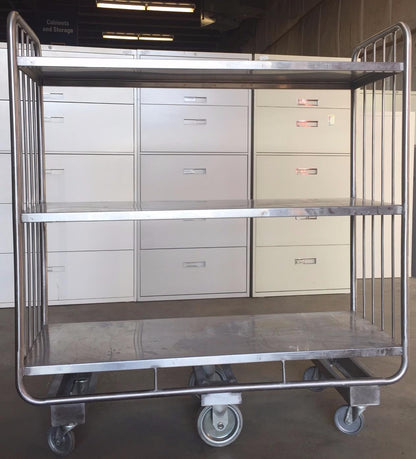 COLSON BIG 6 WHEELED SWIVEL 3 SHELF STAINLESS STEEL CART KITCHEN HOSPITAL CLINIC
