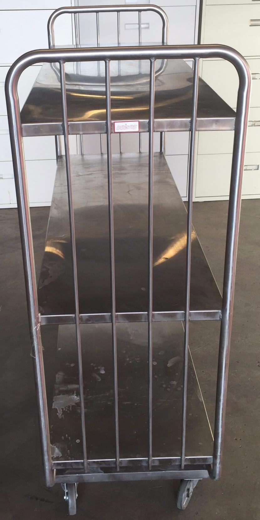 COLSON BIG 6 WHEELED SWIVEL 3 SHELF STAINLESS STEEL CART KITCHEN HOSPITAL CLINIC