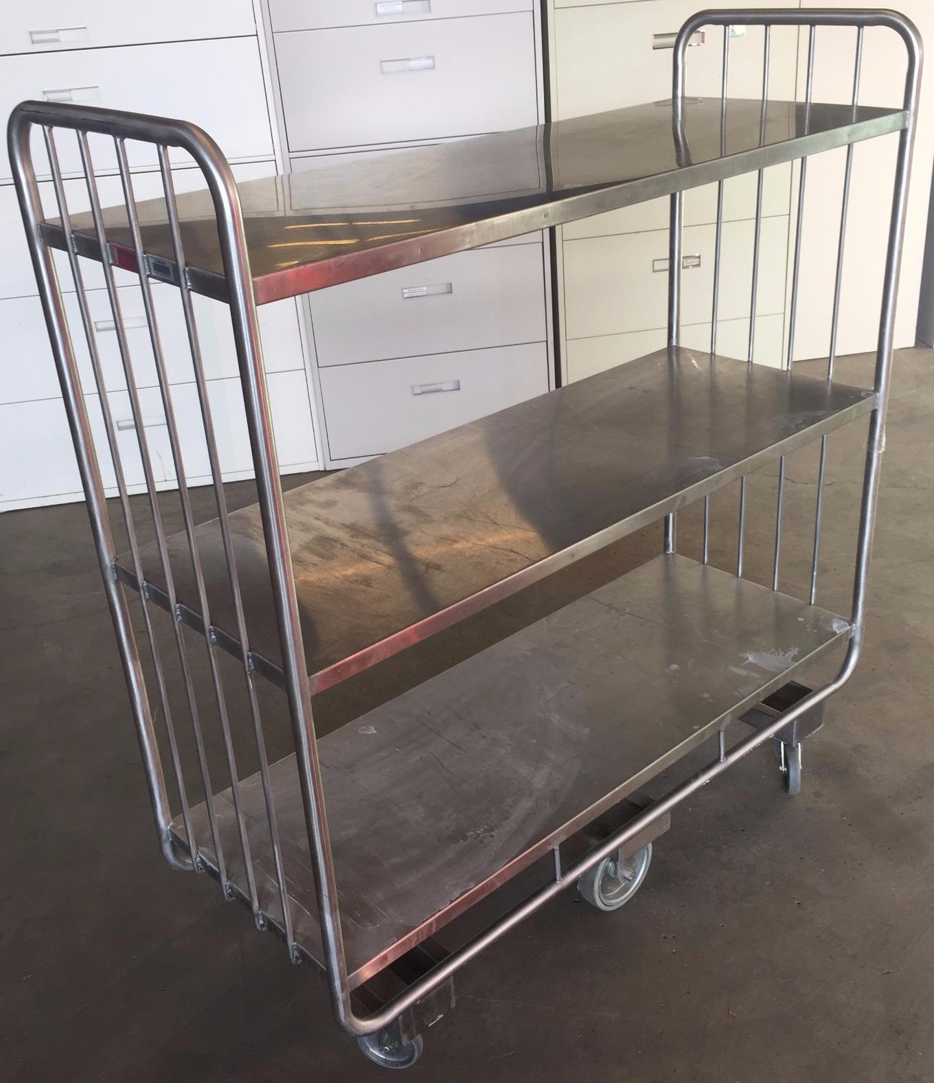 COLSON BIG 6 WHEELED SWIVEL 3 SHELF STAINLESS STEEL CART KITCHEN HOSPITAL CLINIC