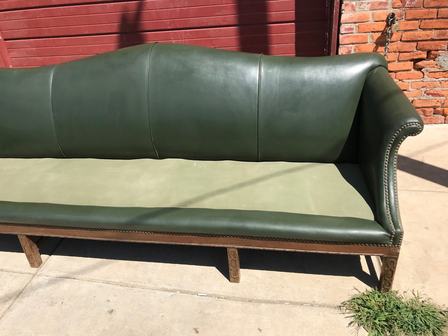 PAIR RARE 1930s VINTAGE GREEN 4 SEAT SOFAs COUCH 99"LONG x 37"H x 30"D FREE SHIP