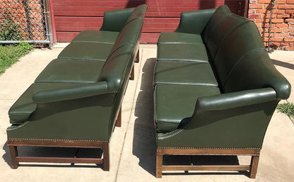 RARE 1930s VINTAGE LARGE GREEN 4 SEAT SOFA COUCH 99"LONG x 37"H x 30"D FREE SHIP