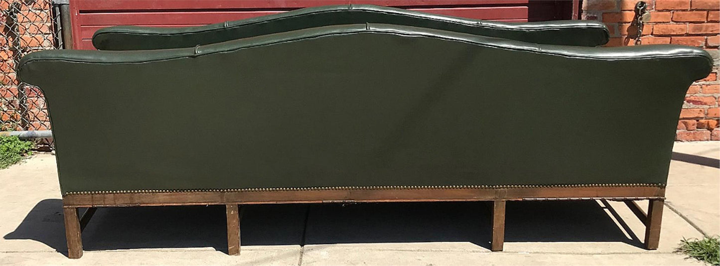 RARE 1930s VINTAGE LARGE GREEN 4 SEAT SOFA COUCH 99"LONG x 37"H x 30"D FREE SHIP