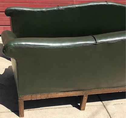 PAIR RARE 1930s VINTAGE GREEN 4 SEAT SOFAs COUCH 99"LONG x 37"H x 30"D FREE SHIP