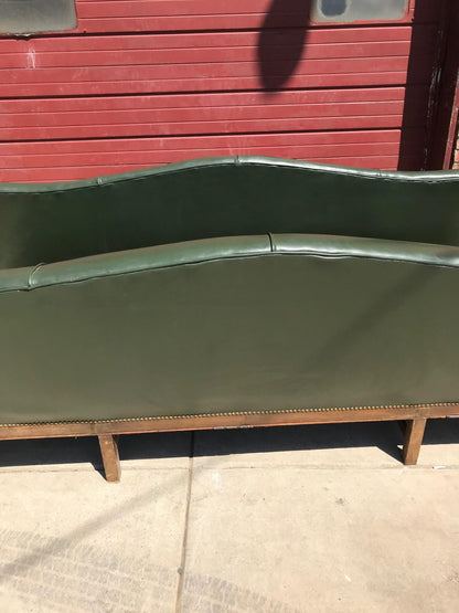 RARE 1930s VINTAGE LARGE GREEN 4 SEAT SOFA COUCH 99"LONG x 37"H x 30"D FREE SHIP